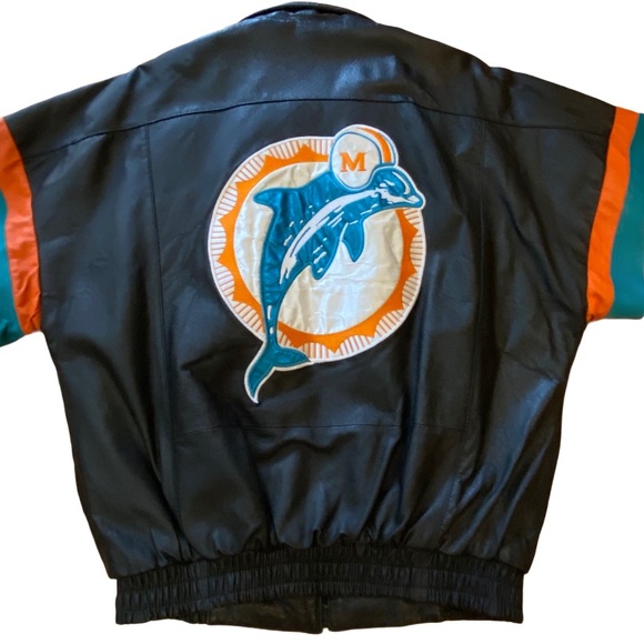 ***SOLD*** Vintage Miami Dolphins Leather Jacket Size Large - Picture 11 of 16